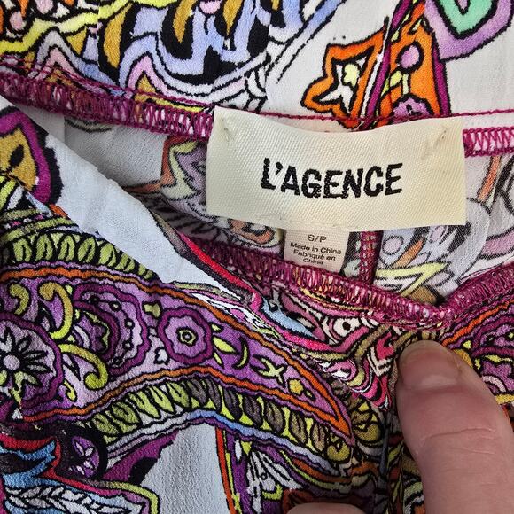 L'Agence Geraldine Cover Up Pant White Multi Paisley Print Relaxed S NEW - Picture 4 of 10